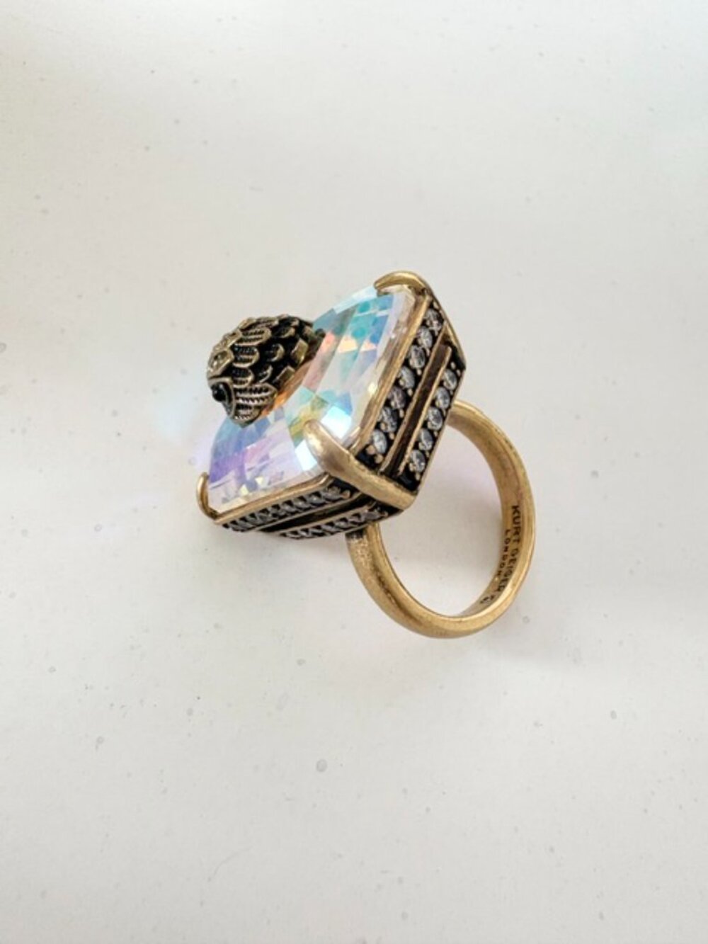 Kurt Geiger Emerald Cut Crystal Cocktail Ring (9) NIB - Picture 4 of 8